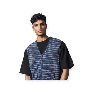 Vintage 90s: Missoni Sport ✶ Striped Sleeveless Cardigan Sweater Vest ✶ Blue